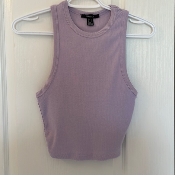 LAVENDER FOREVER 21 RIBBED TANK TOP CROPPED TOP - Picture 1 of 3